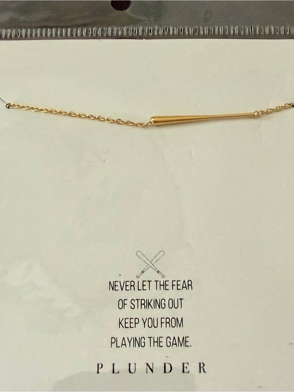 Plunder Gold “Baseball Bat” Bar Pendant Necklace - Fashion jewelry